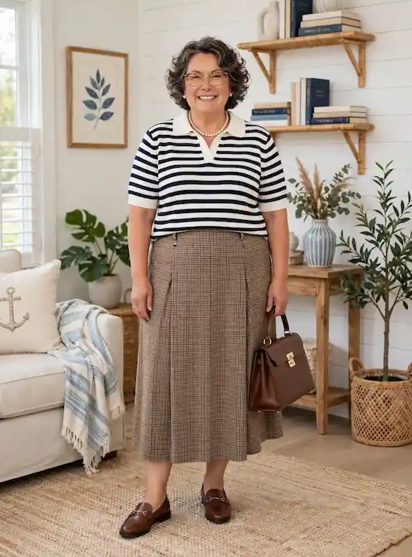 preppy outfits for plus size petite women over 50