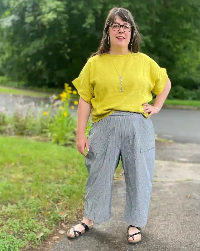 wide leg pants outfits for plus size petite women over 50