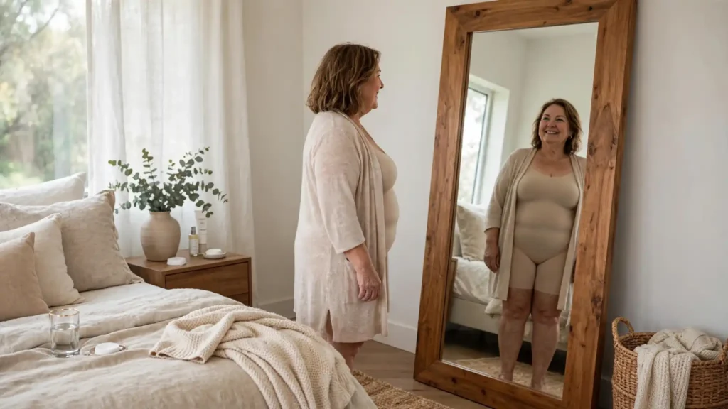 fall layering tips for plus size petite women over 50