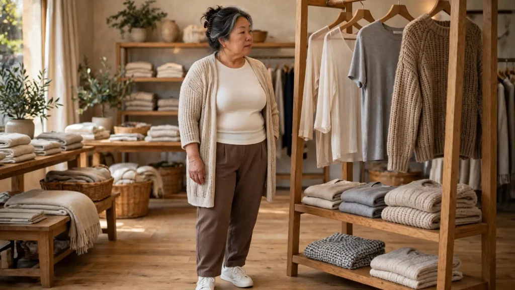 fall layering tips for plus size petite women over 50