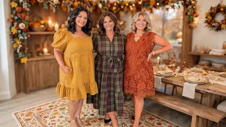 how to dress for Thanksgiving plus size petite over 50