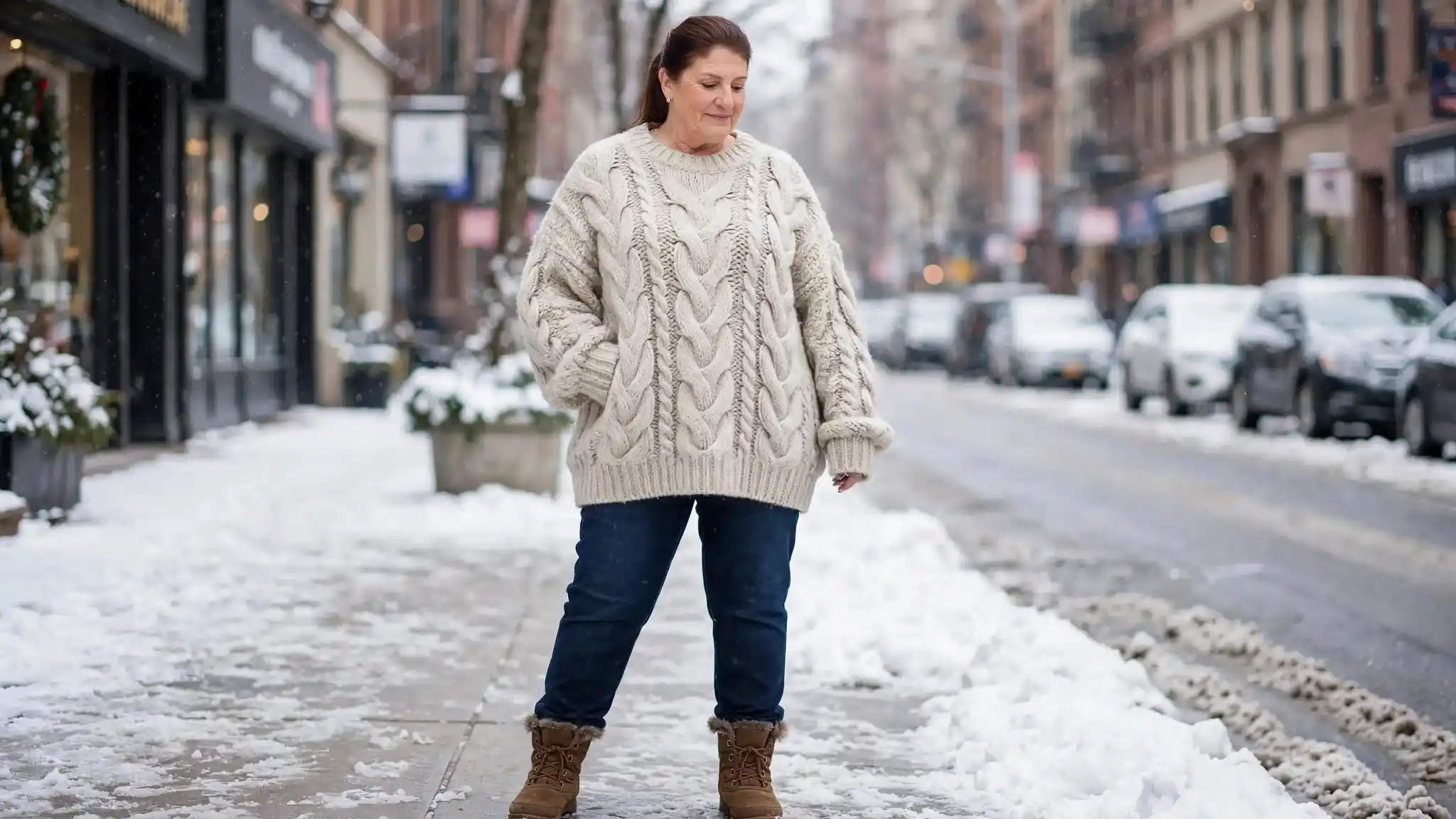 how to layer clothes plus size petite women over 50 in winter