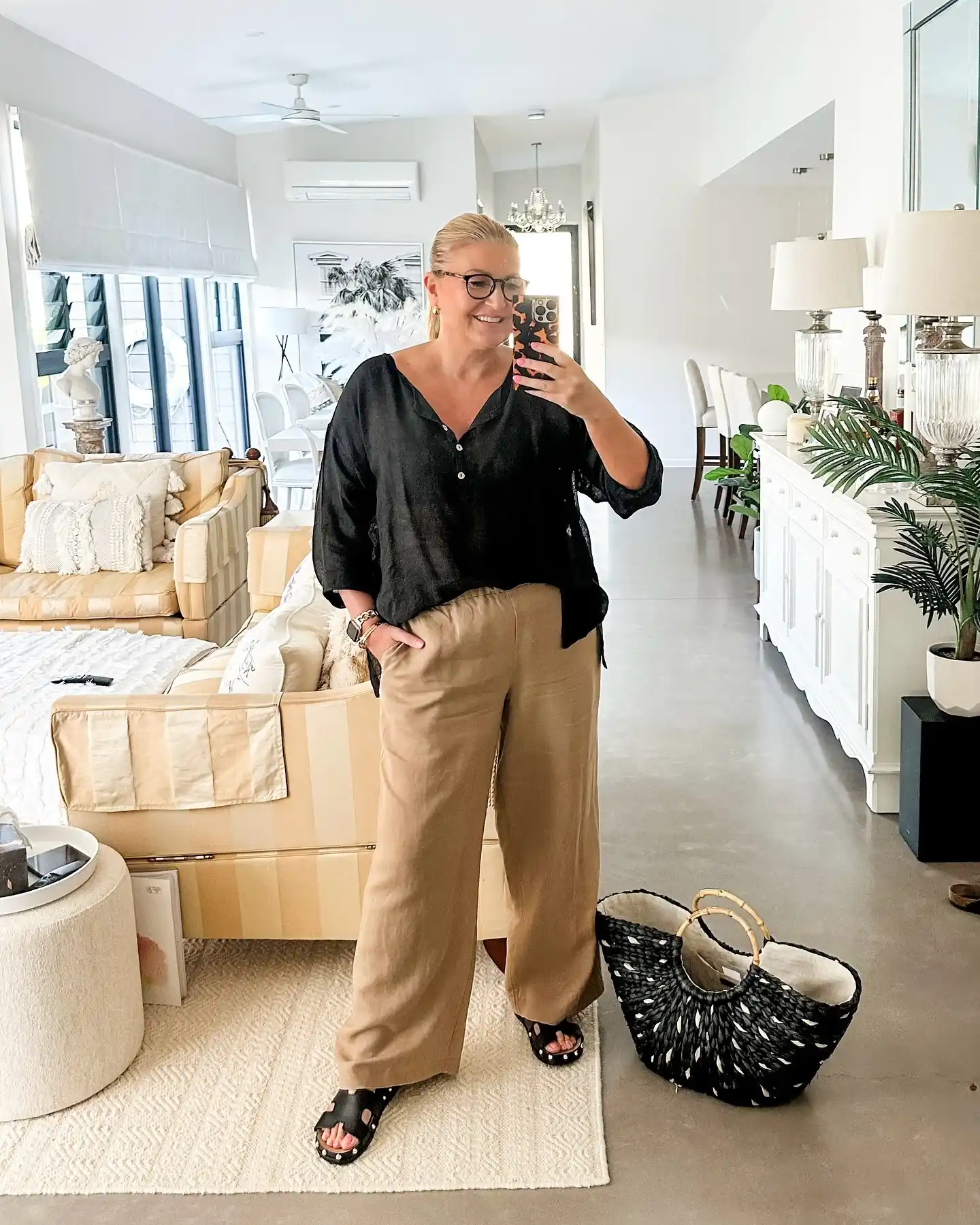1. Relaxed Linen Shirt and Wide-Leg Trousers