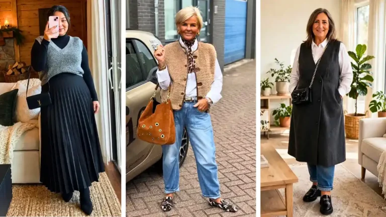vest outfits for plus size petite women over 50